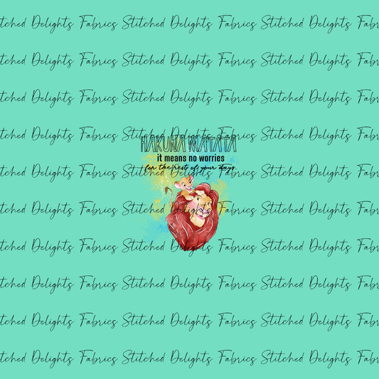 Watercolour Lions Hakuna Matata Green Panel