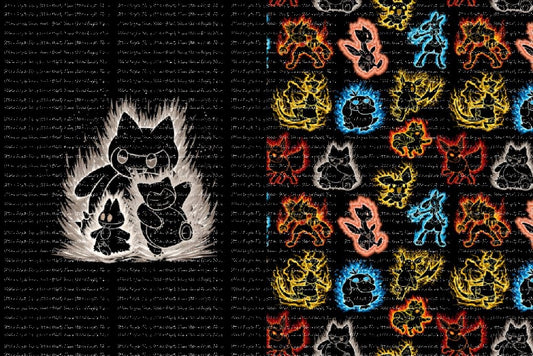 Poke Silhouettes Snorlax Evolutions Blanket Panels