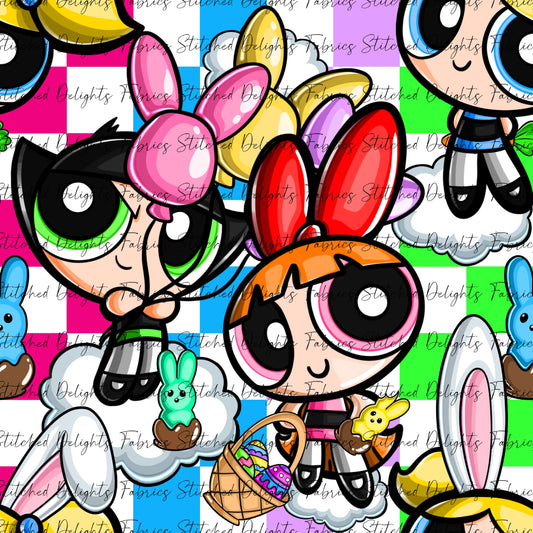 Puff Girls Easter Rainbow Checkers