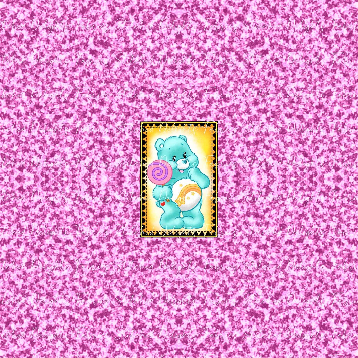 Care Bear Stamps Wish Bear Pink Glitter Panel