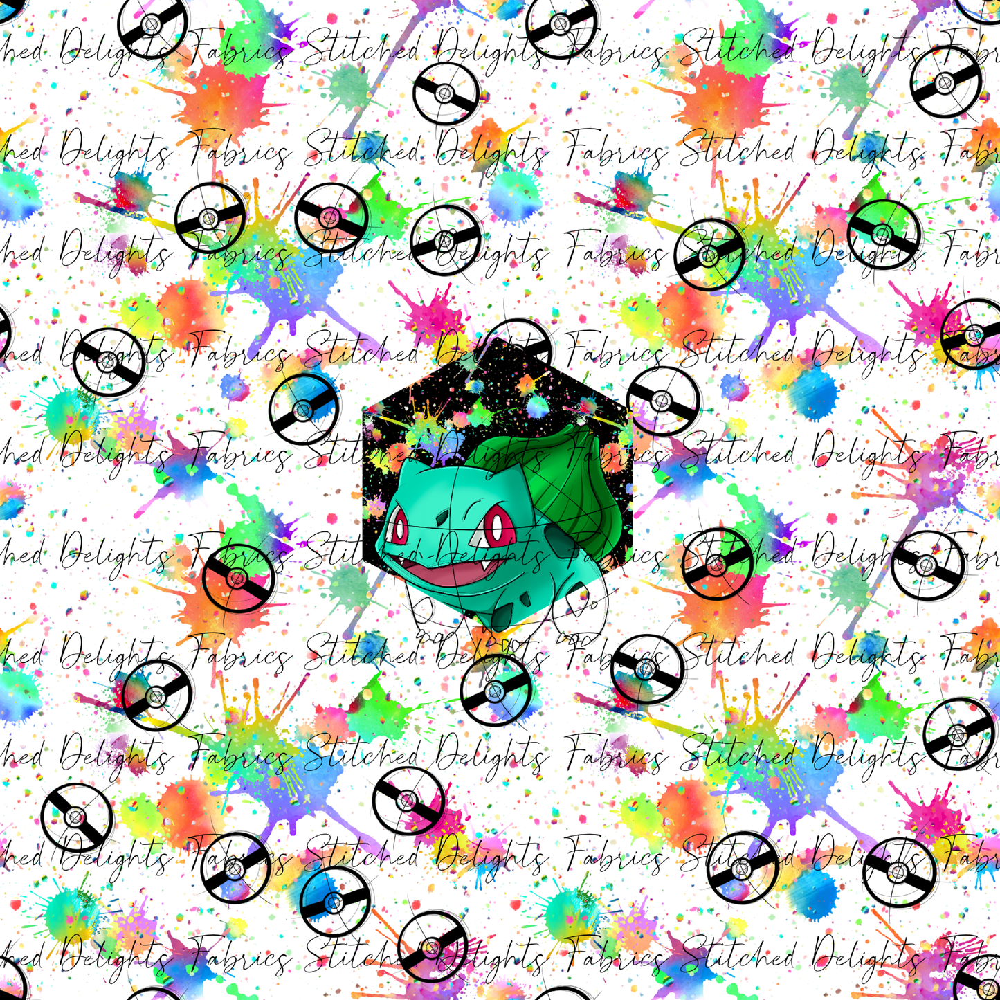 White Rainbow Splat Bulbasaur Panel