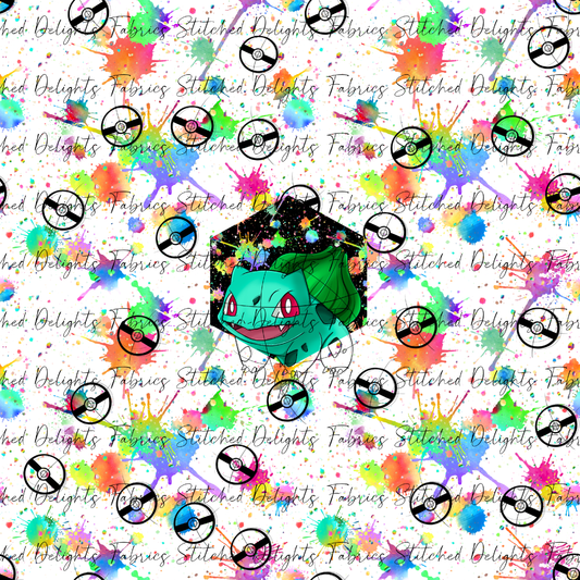 White Rainbow Splat Bulbasaur Panel