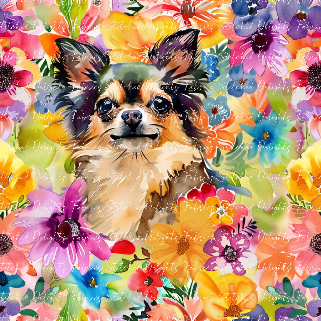 Floral Animals Long Haired Chihuahua 2