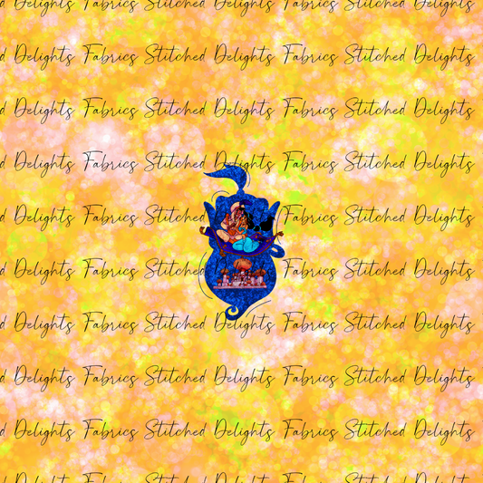 Genie Silhouette Magic Carpet Ride Yellow Panel