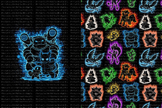 Poke Silhouettes Squirtle Evolutions Blanket Panels