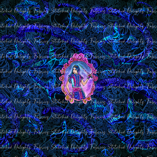 Descendants Neon Blue Evie Portrait Panel