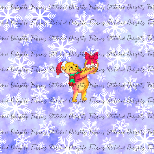 Pooh's Winter Wonderland Bear Purple Panel