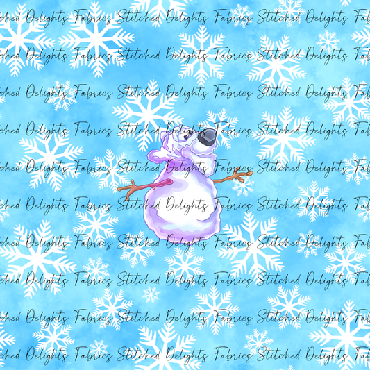 Pooh's Winter Wonderland Snowman Blue Panel