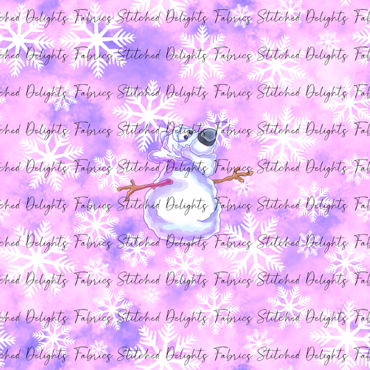 Pooh's Winter Wonderland Snowman Pink Panel