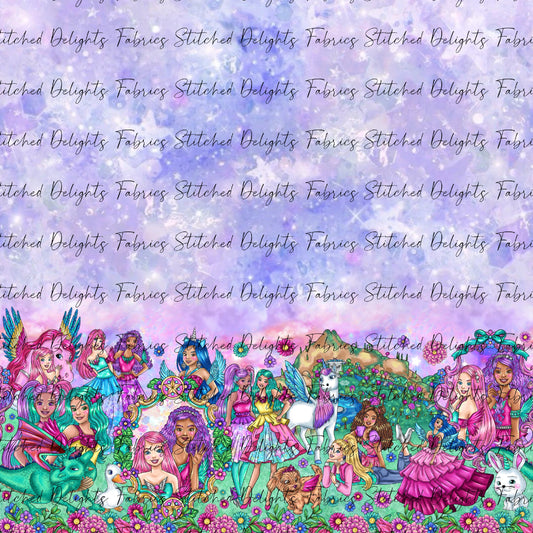 Barbie's Magical Touch Border Stacked Blue Silver Sparkles