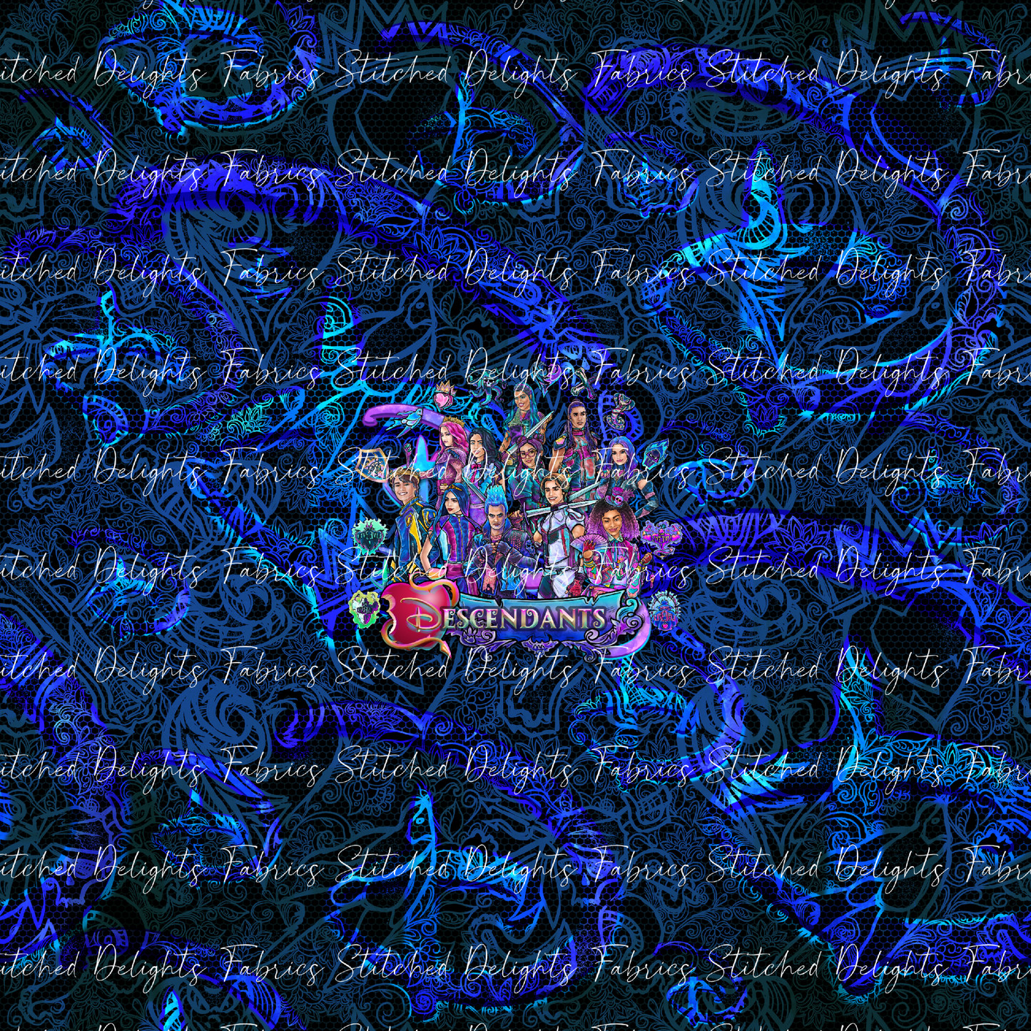 Descendants Neon Blue Group Panel