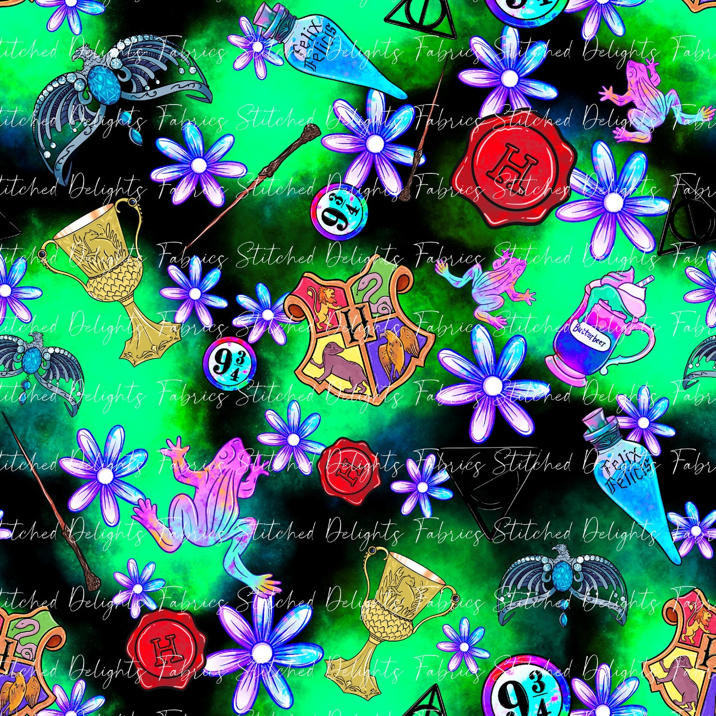 Arry Potta Green Flames Co-Ord with Flowers