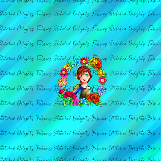 Princesses & Castles Anna Floral Wreaths Teal Panel