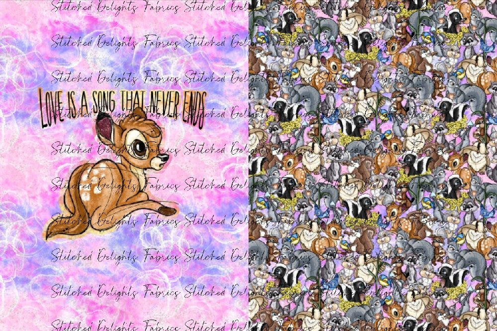 Forest Friends Bambi Pink & Purple Blanket Panels