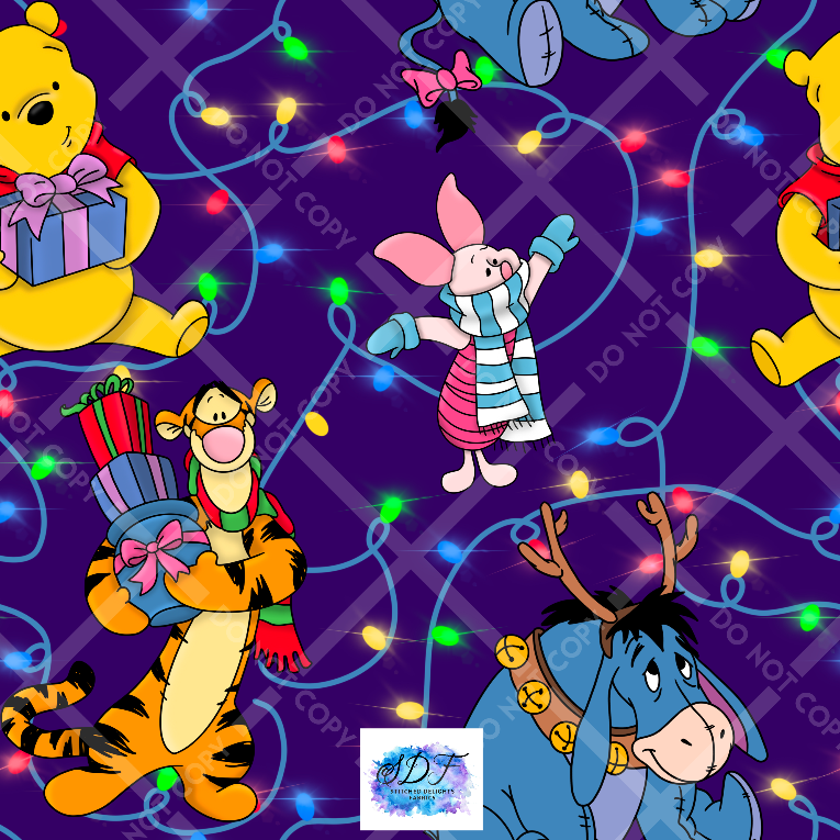 Christmas Pooh Lights Purple