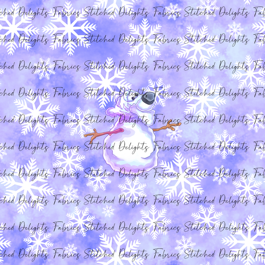 Pooh's Winter Wonderland Snowman Purple Panel