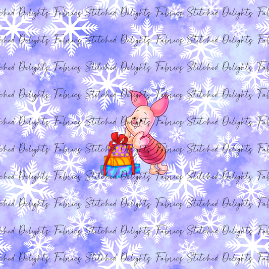 Pooh's Winter Wonderland Pig Purple Panel