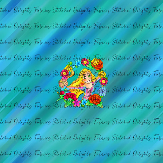 Princesses & Castles Rapunzel Floral Wreaths Green Panel