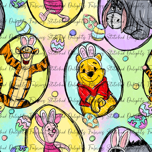 Easter Pooh Frames Sketched