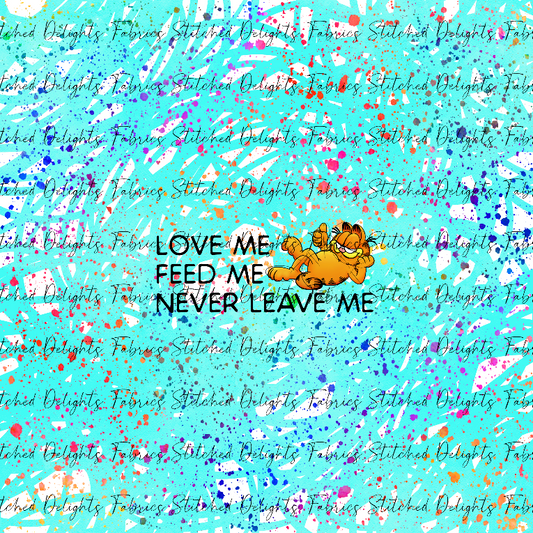 Ginger Cat Love Me Aqua Scribble Panel