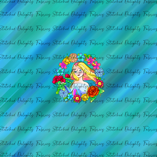 Princesses & Castles Elsa Floral Wreaths Green Panel