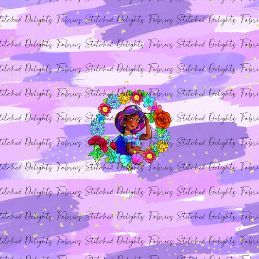 Princesses & Castles Jasmine Floral Wreath Purple Brushstrokes