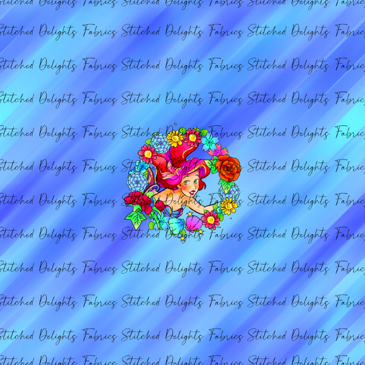 Princesses & Castles Ariel Floral Wreaths Blue Panel