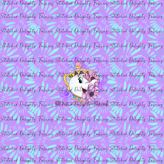 Blooming Cute Mrs Potts Purple Blue Panel