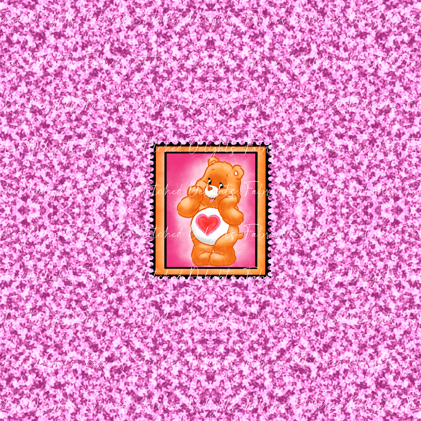 Care Bear Stamps Tenderheart Bear Pink Glitter Panel