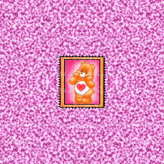 Care Bear Stamps Tenderheart Bear Pink Glitter Panel