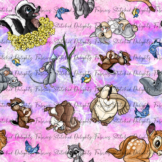 Forest Friends Pink Purple Scattered