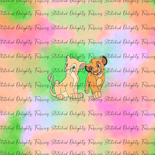 Lion Cubs Pink & Orange Panel