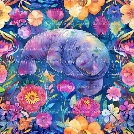 Floral Animals Manatee 2