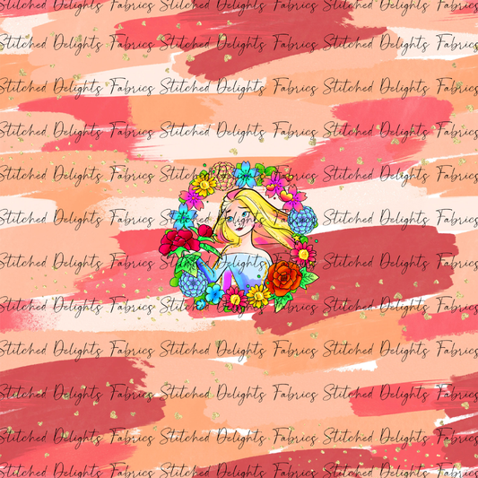 Princesses & Castles Elsa Floral Wreaths Orange Brushstrokes Panel