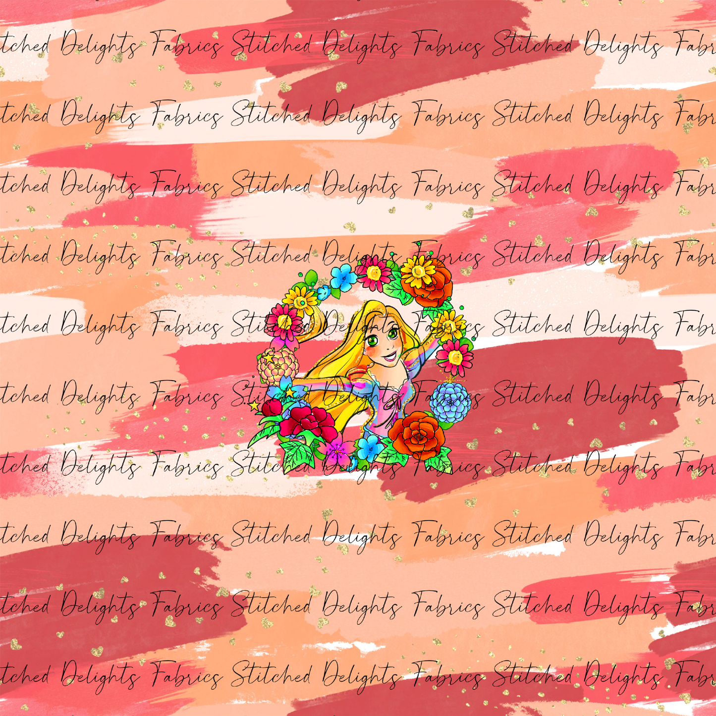 Princesses & Castles Rapunzel Floral Wreaths Orange Brushstrokes Panel