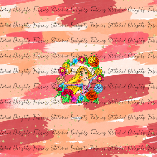 Princesses & Castles Rapunzel Floral Wreaths Orange Brushstrokes Panel