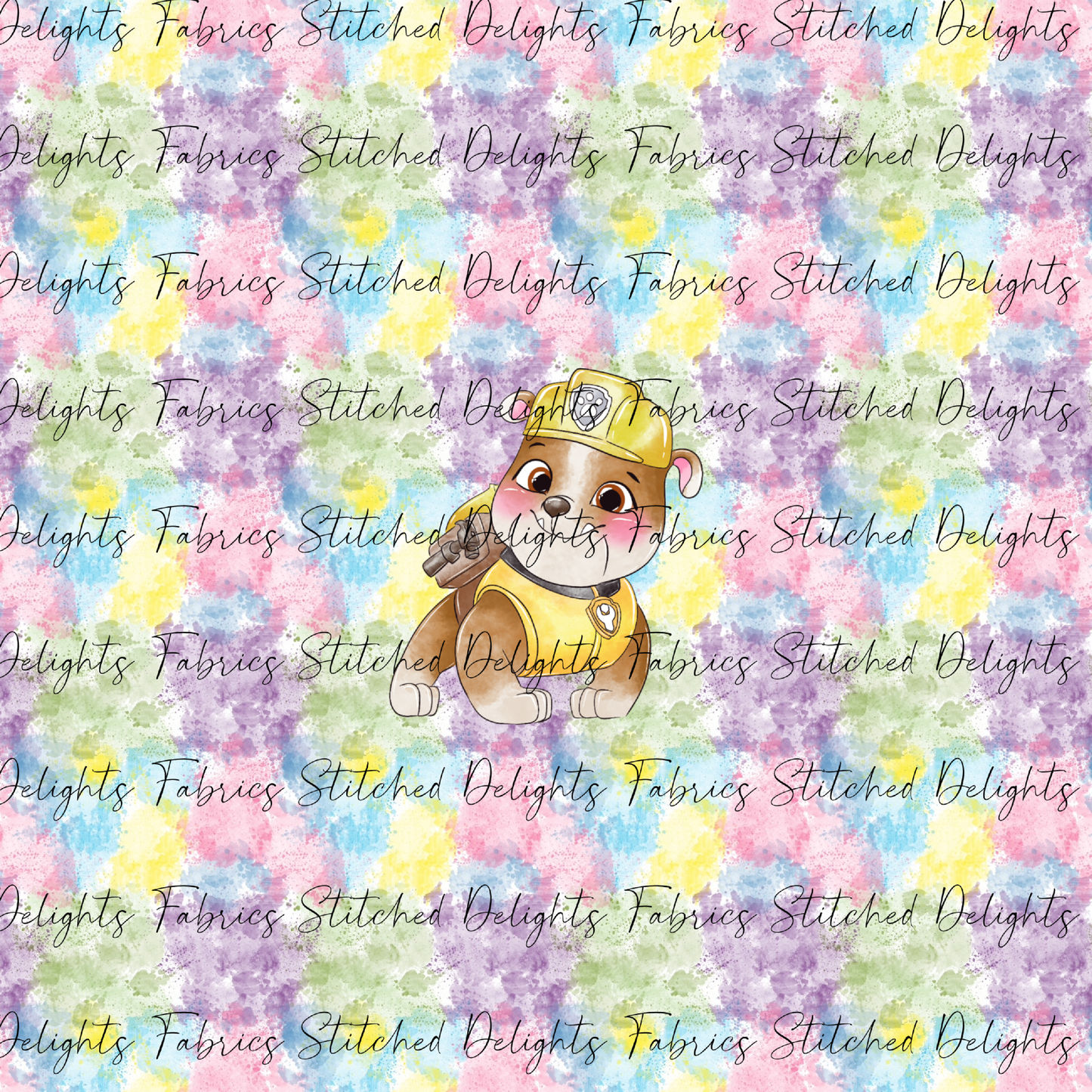 Watercolour Paw Patrol Rubble Rainbow Panel