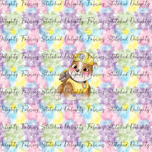 Watercolour Paw Patrol Rubble Rainbow Panel