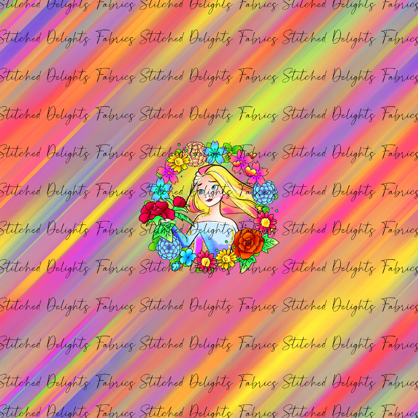 Princesses & Castles Elsa Floral Wreaths Orange Yellow Panel