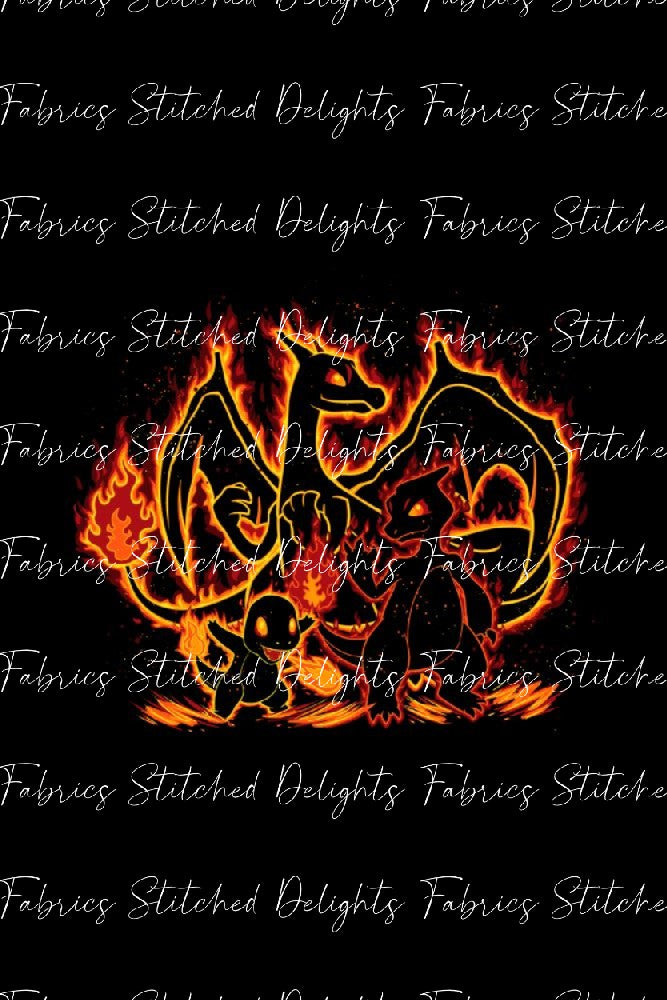 Poke Silhouettes Charmander Evolutions Blanket Panels