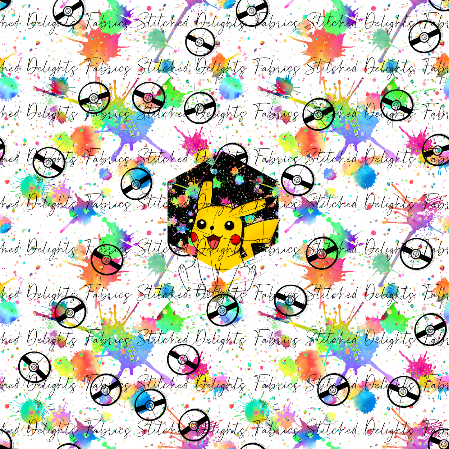 White Rainbow Splat Pikachu Panel