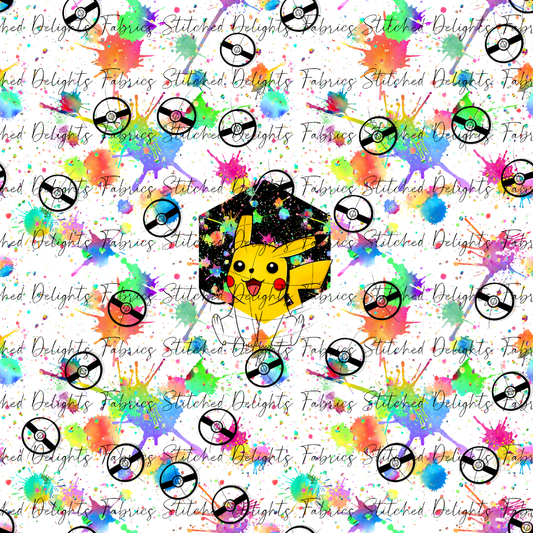 White Rainbow Splat Pikachu Panel