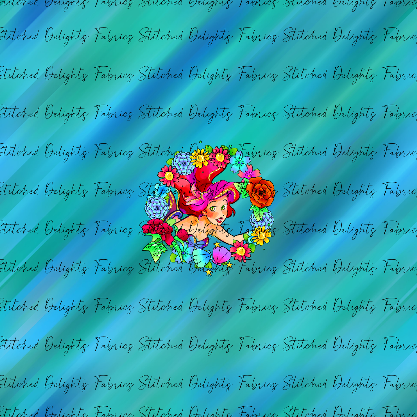 Princesses & Castles Ariel Floral Wreaths Green Panel