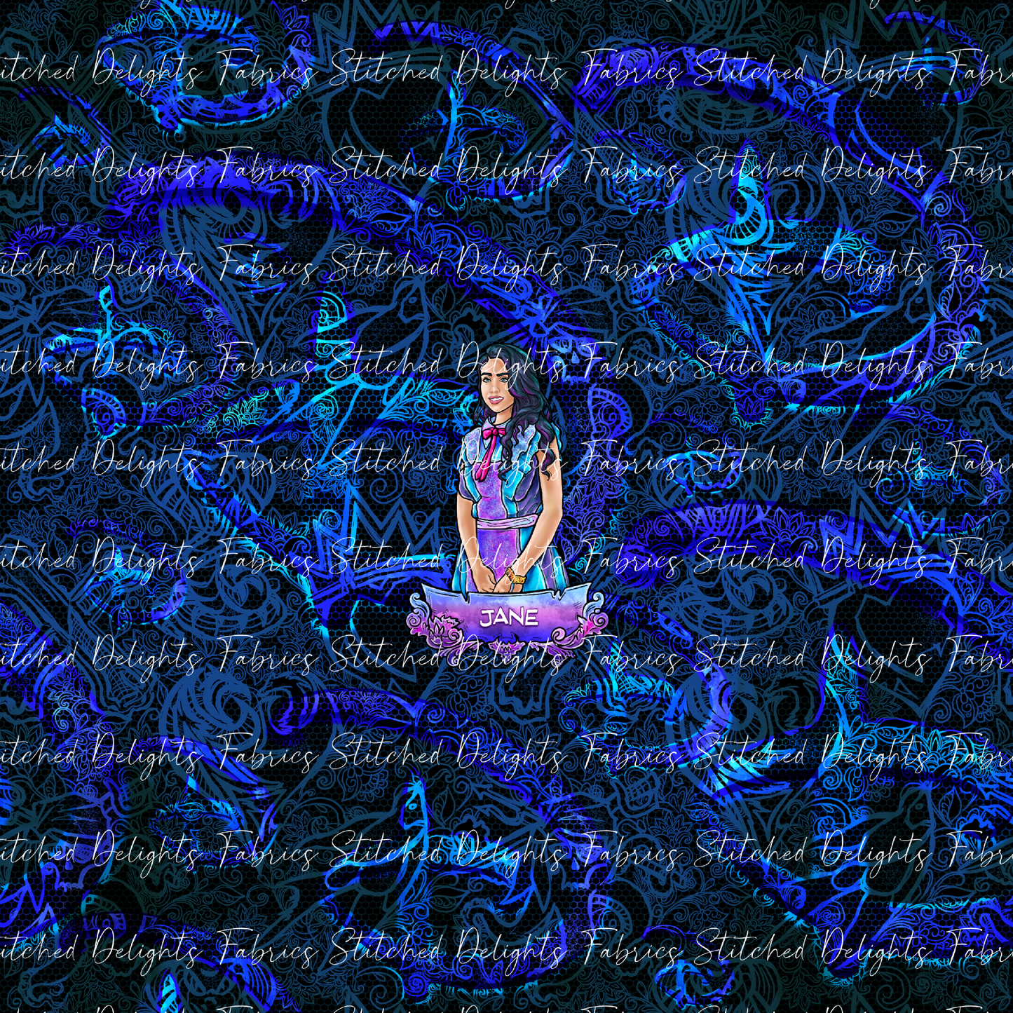 Descendants Neon Blue Jane Panel