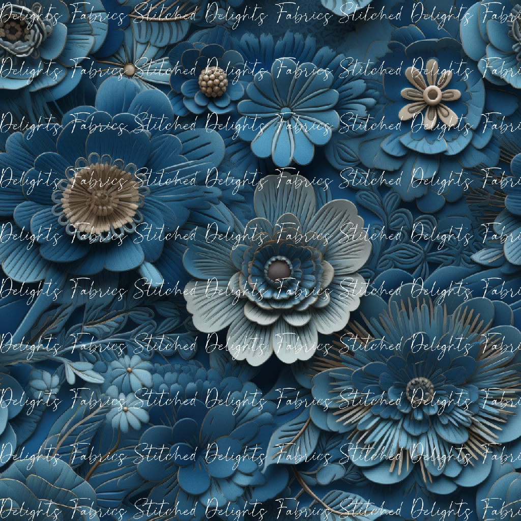 3D Flowers Blue 2