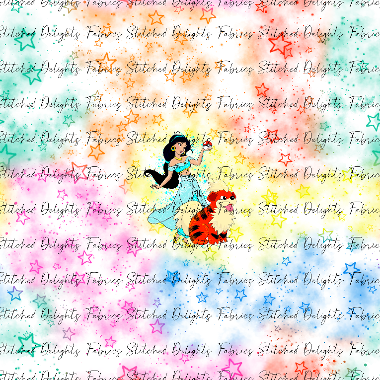 Poke Princess Rainbow Stars White Jasmine Panel