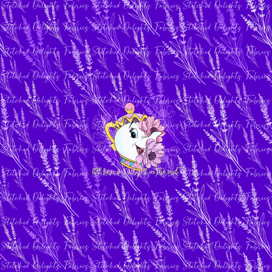 Blooming Cute Mrs Potts Scattered Lavender Panel