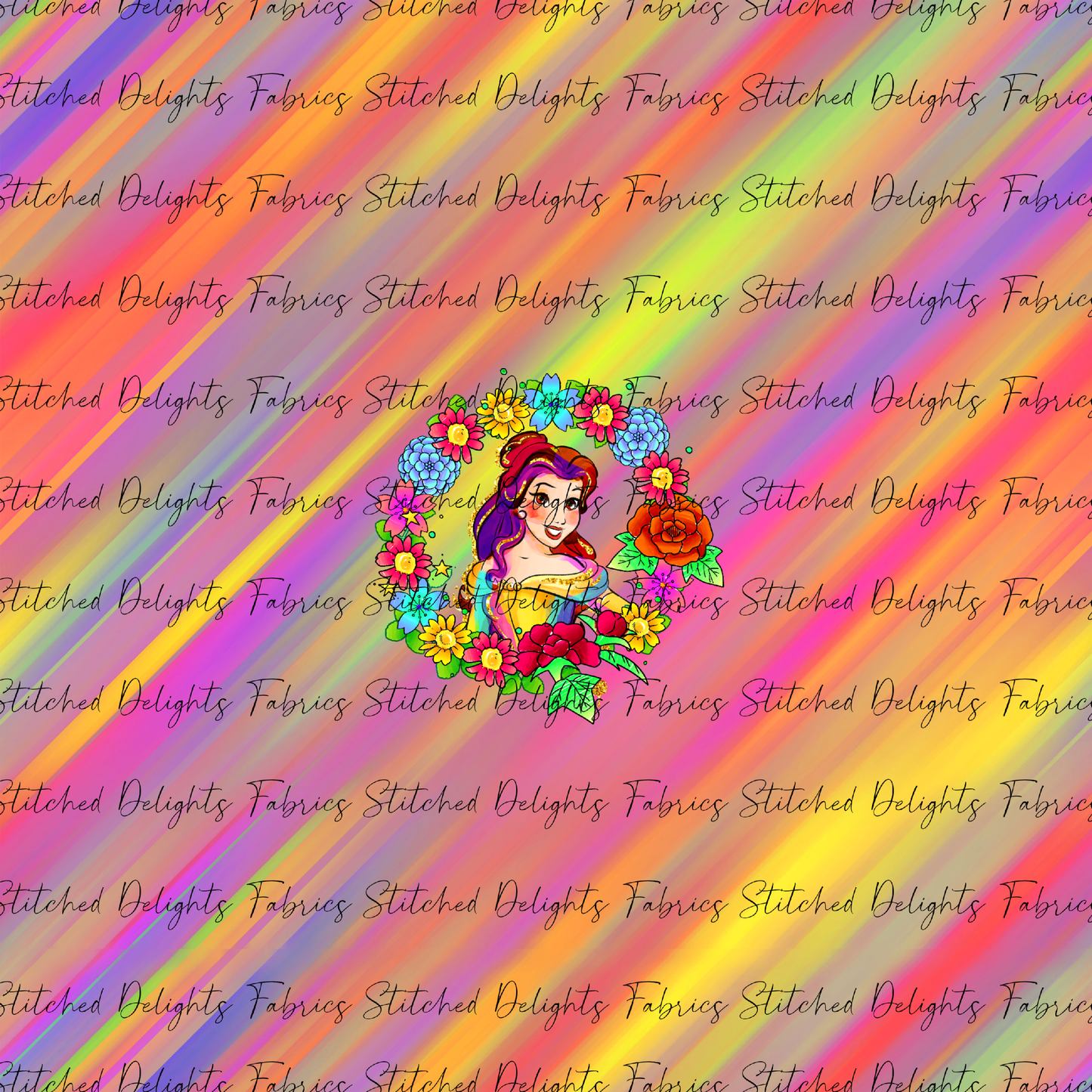 Princesses & Castles Belle Floral Wreaths Orange Yellow Panel