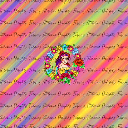 Princesses & Castles Belle Floral Wreaths Orange Yellow Panel
