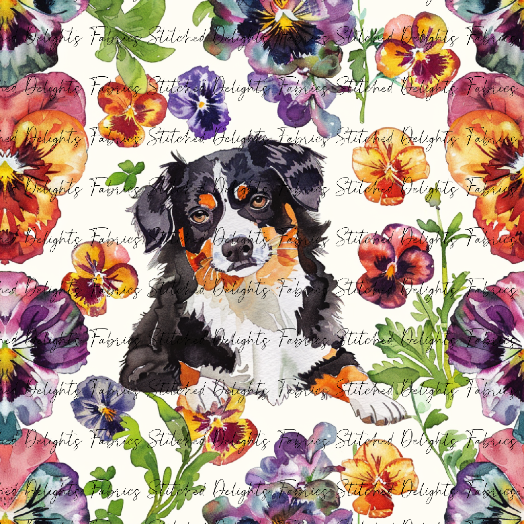 Floral Animals Border Collie